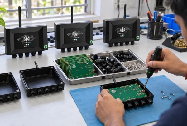 BrahmEarth assembly on a workbench